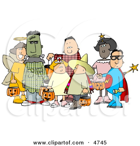 Group Of Male And Female Halloween Trick Or Treaters Clipart By Djart