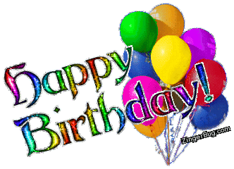 Happy Birthday Rainbow Glitter Text With Balloons Glitter Graphic