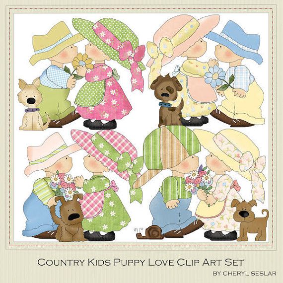 Just Sold  Country Kids Puppy Love Clipart By Cheryl By