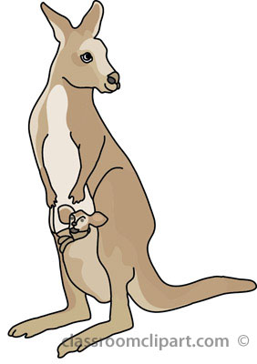 Kangaroo Clipart   Kangaroo With Baby 4a   Classroom Clipart
