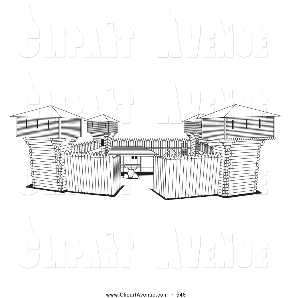 Larger Preview  Avenue Clipart Of A Black And White Brick Castle    