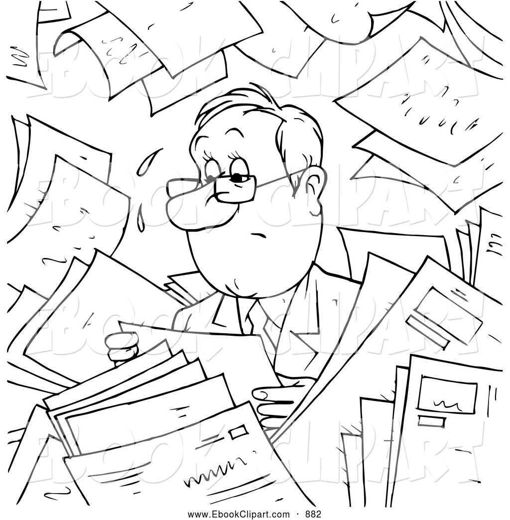 Larger Preview  Clip Art Of A Coloring Page Of A Nervous Businessman