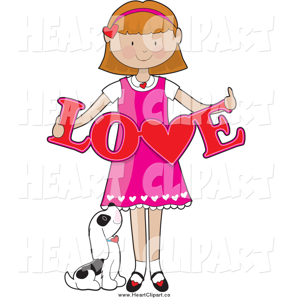 Of A Puppy Looking Up At Girl Holding Cutout Love By Clipart