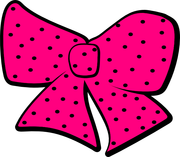 Pink Hair Bow With Black Dots Clip Art At Clker Com   Vector Clip Art    