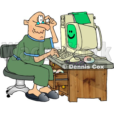 Puzzled Grandpa Using A Computer Clipart   Dennis Cox  4343