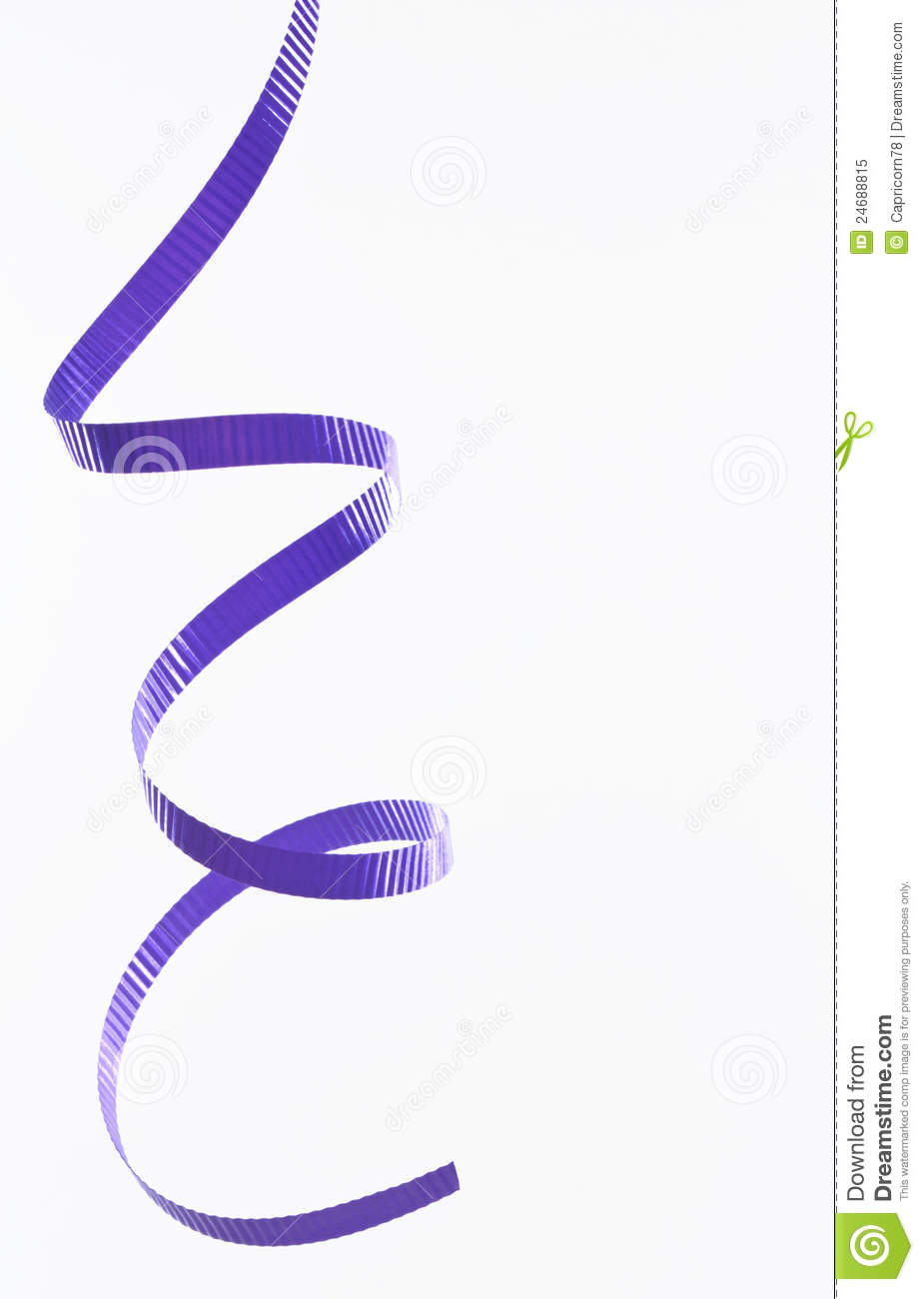 Single Hanging Purple Party Streamer Isolated On White Background