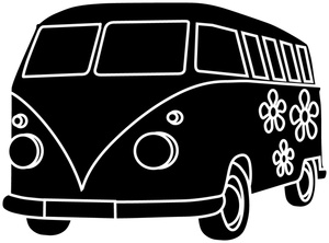 Van Clipart Image  A Groovy Hippie Bus Or Van With Flower Power Decals    
