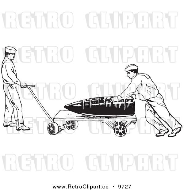 Vector Clipart Of A Retro Us Navy Soldiers Hauling A Large Shell Black