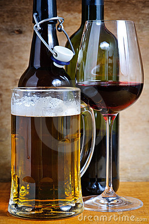 Beer And Wine Drinks Royalty Free Stock Photography   Image  22062077