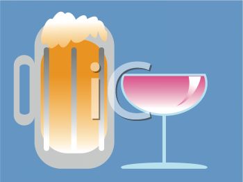 Beer And Wine   Royalty Free Clip Art Illustration