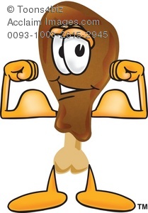 Clipart Cartoon Drumstick Flexing Muscular Arms