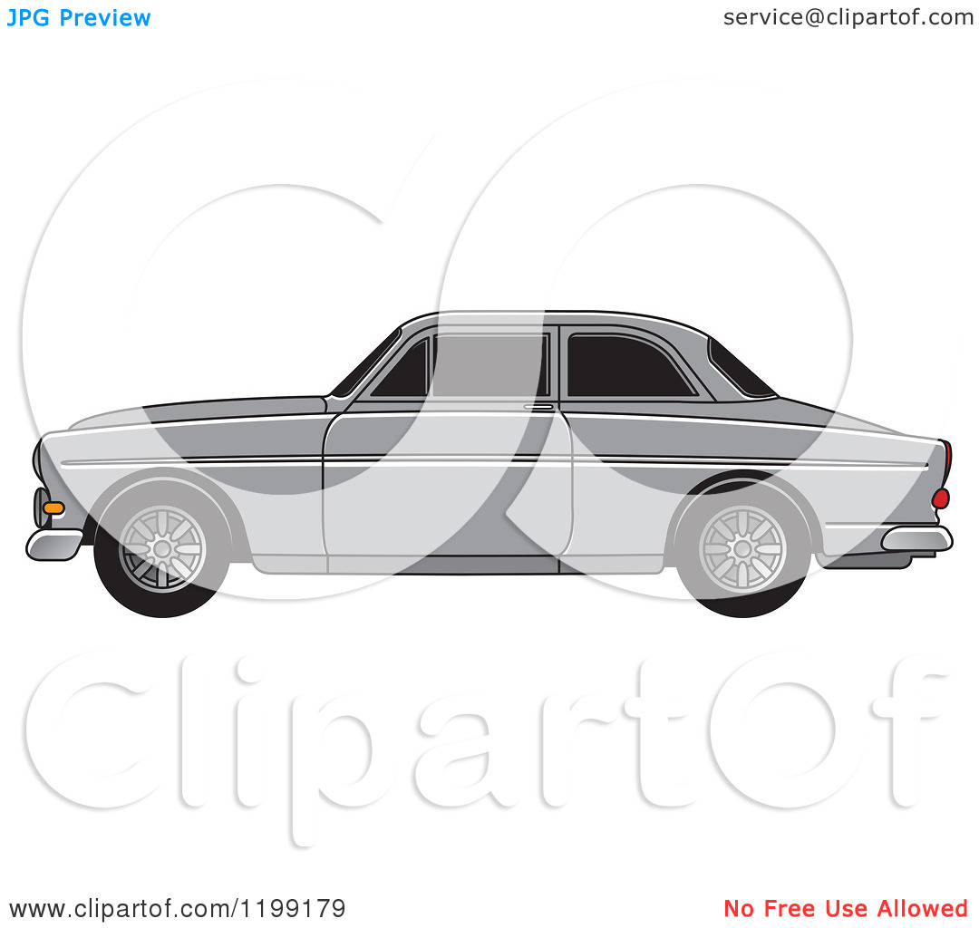 Clipart Of A Silver Volvo Car   Royalty Free Vector Illustration By