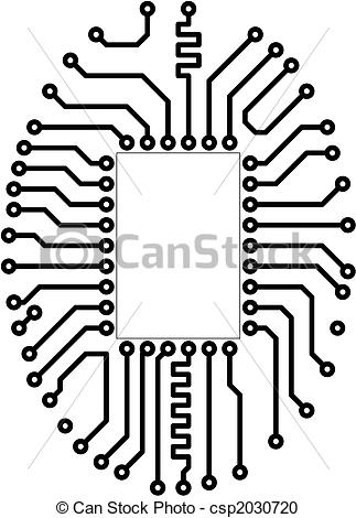 Clipart Of Hi Tech Vector Circuit Board Blank Vignette   Hi Tech