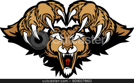 Cougar Puma Mascot Pouncing Graphic Illustration Stock Vector