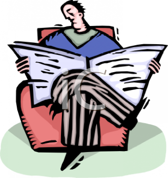Dad Reading The Newspaper   Royalty Free Clipart Image