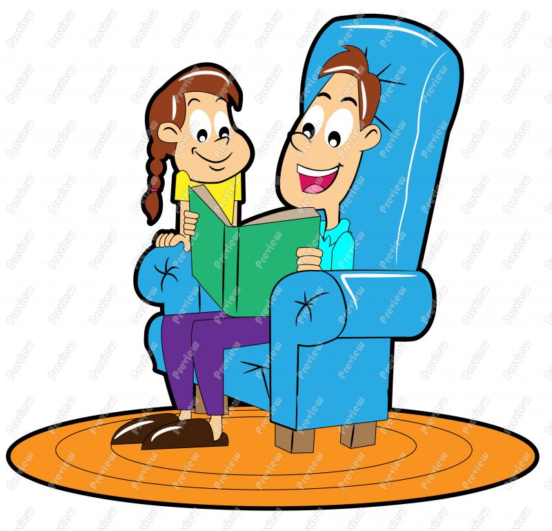 Father Reading Story To Daughter Clip Art   Royalty Free Clipart    