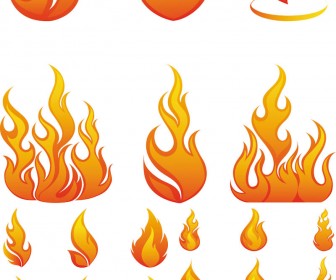 Flames And Fire Elements Vector