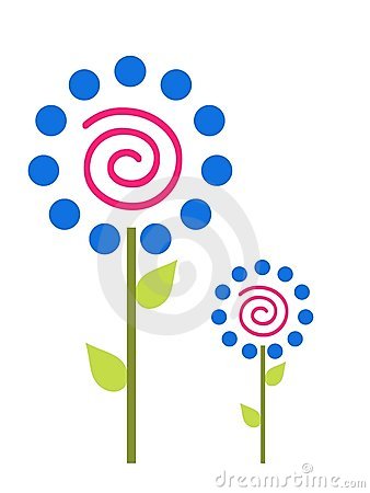 Flowers With Blue Polka Dot Petals And A Pink Swirl Center For Use On