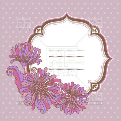 Frame With Flowers  Chrysanthemum  On Polka Dot Background Download