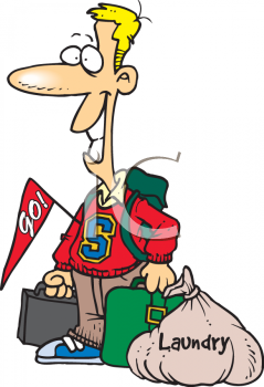 Free Clip Art Image  College Student Coming Home With His Laundry