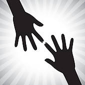 Graphic  Two Hand Silhouettes Touching Each Other   Clipart Graphic