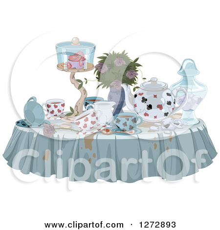 Messy Table With Spills Treats And Drinks For A Tea Party By Pushkin