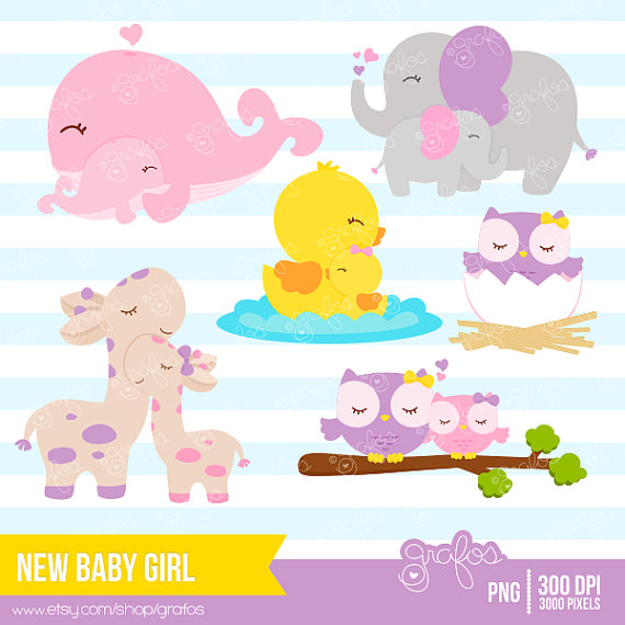 New Baby Girl Digital Clipart Baby Animals Clipart Animals Clipart    