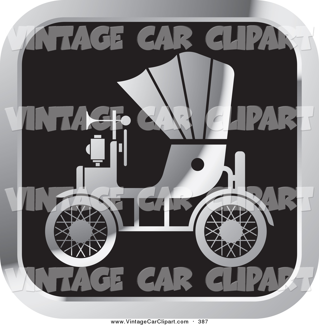 Preview  Clipart Of A Square Silver And Black Vintage Antique Car