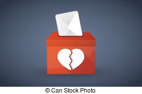 Red Ballot Box With A Broken Heart   Illustration Of A Red