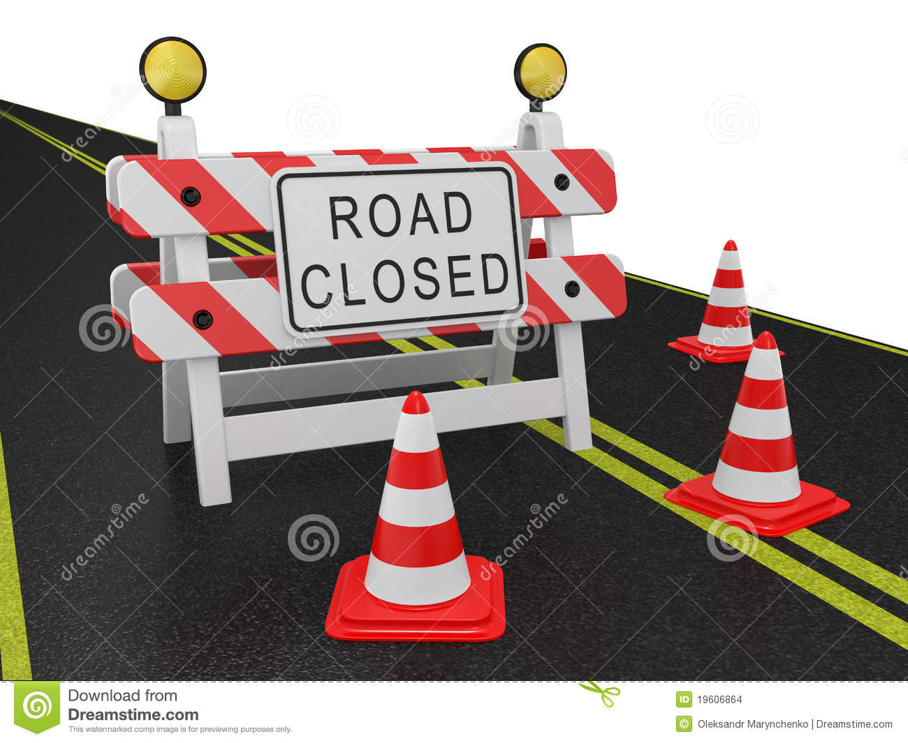 Road Closed Warning Sign Stock Images   Image  19606864
