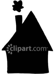 Silhouette Of A House And A Cloud   Royalty Free Clipart Picture