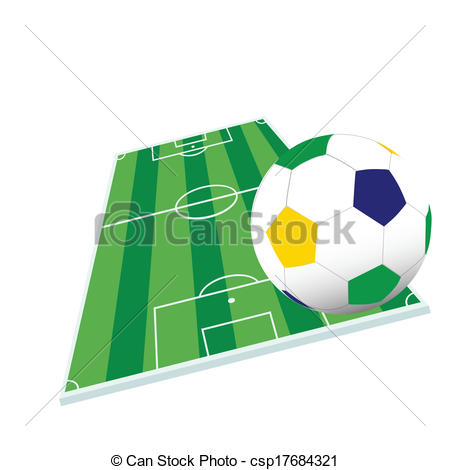 Vector   Soccer Ball And Playground Color Vector   Stock Illustration