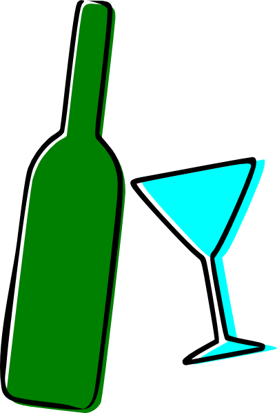 Wine Bottle And Martini Glass Clip Art At Clker Com   Vector Clip Art