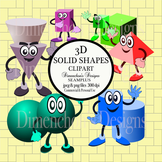 3d Solid Shapes With Characters Clipart By Dimenchonsdesigns