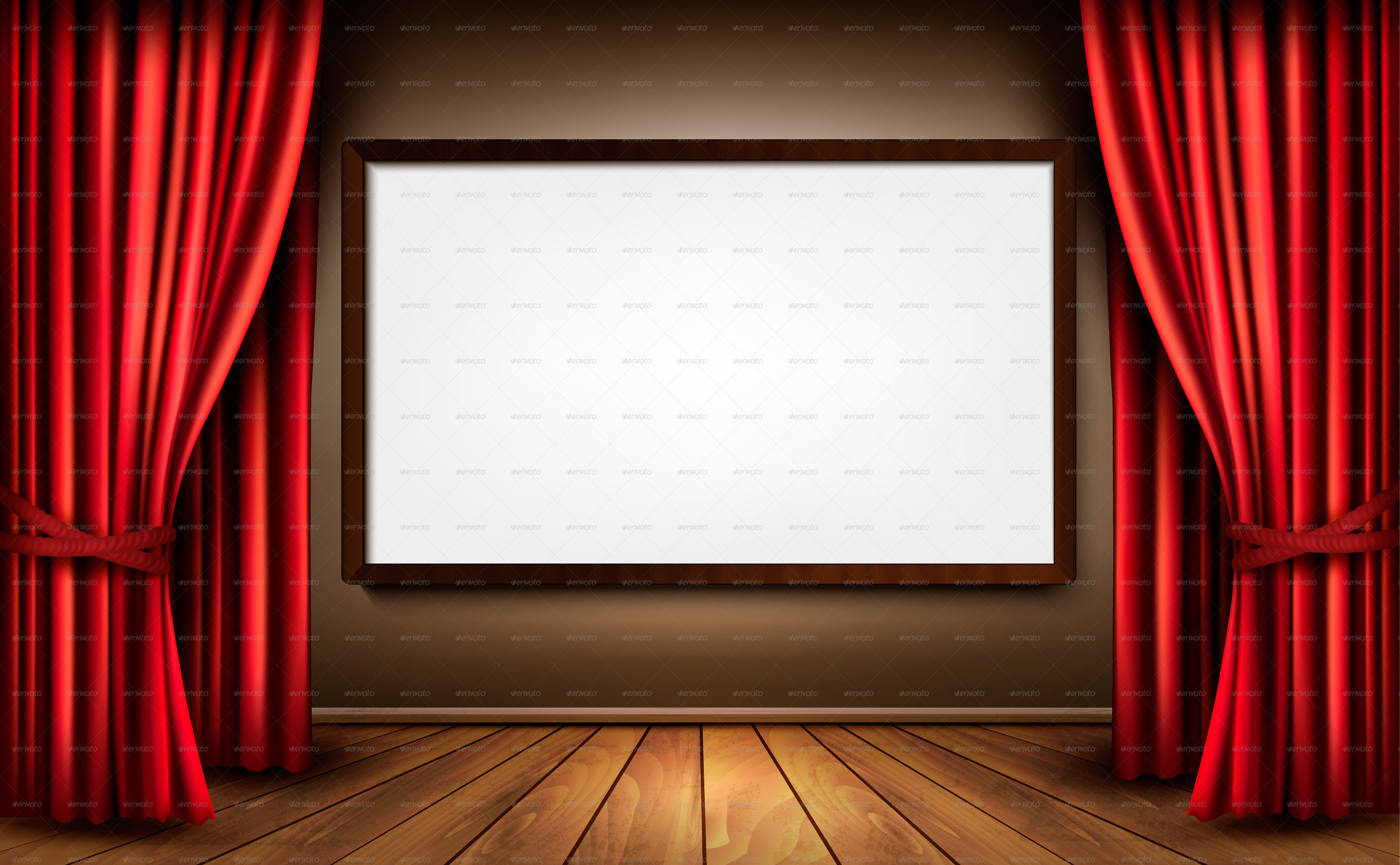 Background With Red Velvet Curtain And A Screen   Graphicriver