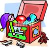     Cartoon Of A Kids Toy Box Full Of Toys   Royalty Free Clipart Picture