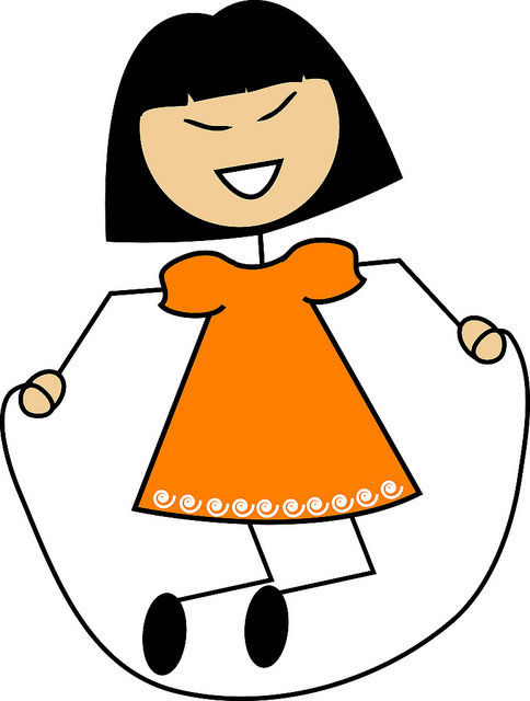 Clip Art Illustration Of A Cartoon Little Asain Girl Jumping Rope