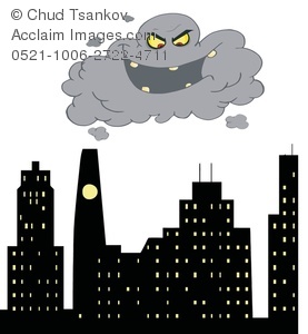 Dark Stormy Cloud Lurking Over A City Clipart Illustration   Acclaim