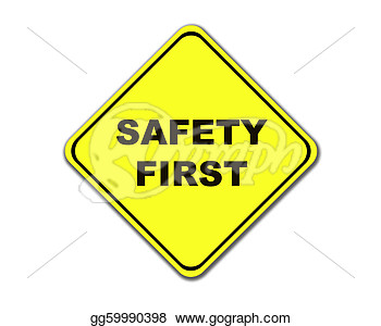 Drawing   Yellow Safety First Sign On White Background  Clipart    