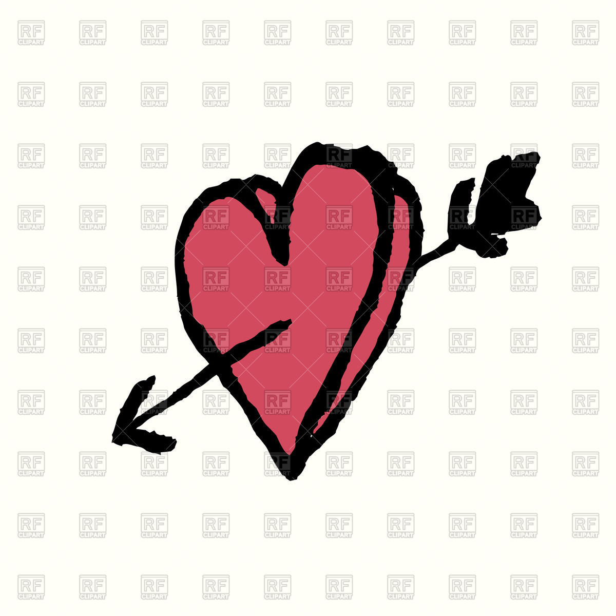 Hand Drawn Heart And Arrow 66214 Download Royalty Free Vector    