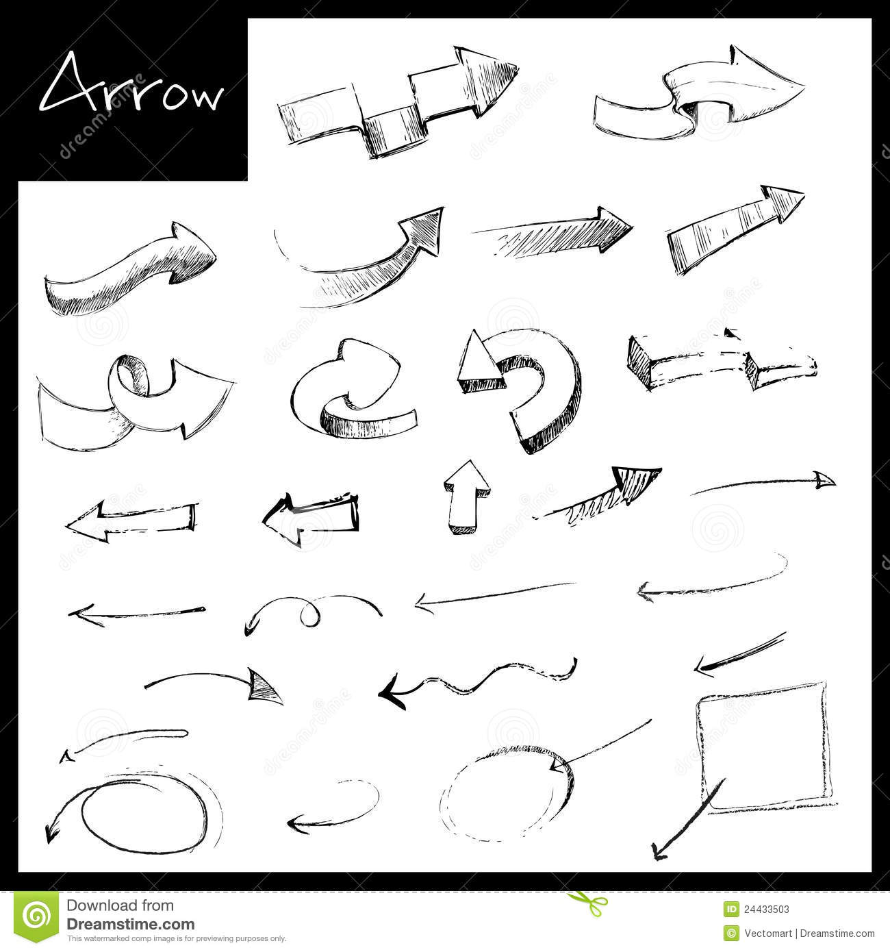 Illustration Of Set Of Hand Drawn Sketch Of Arrow