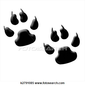 Illustration Of Two Monster Or Animal Footprints With Claws Isolated
