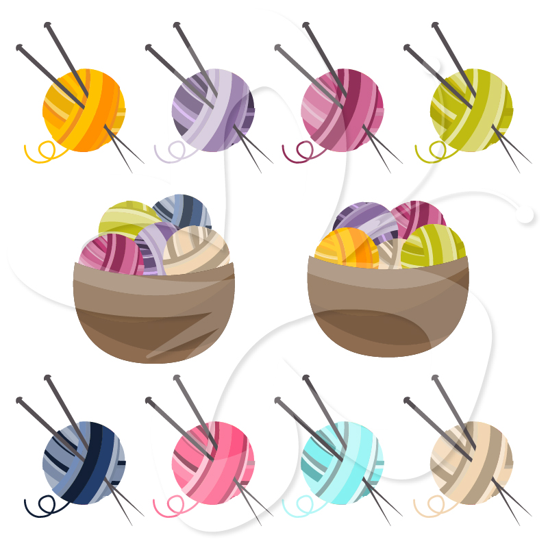 Knitting Clipart Set   Creative Clipart Collection