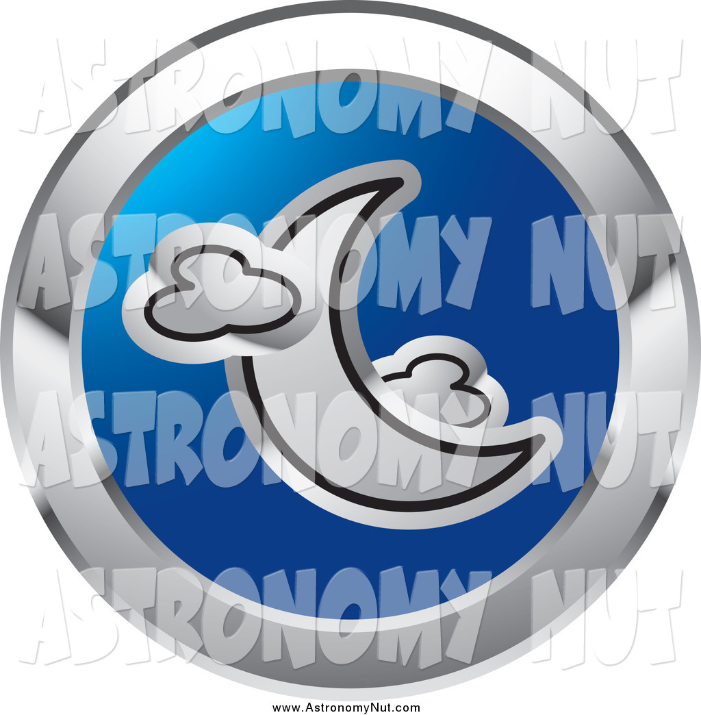 Larger Preview  Clipart Of A Round Blue And Silver Crescent Moon And
