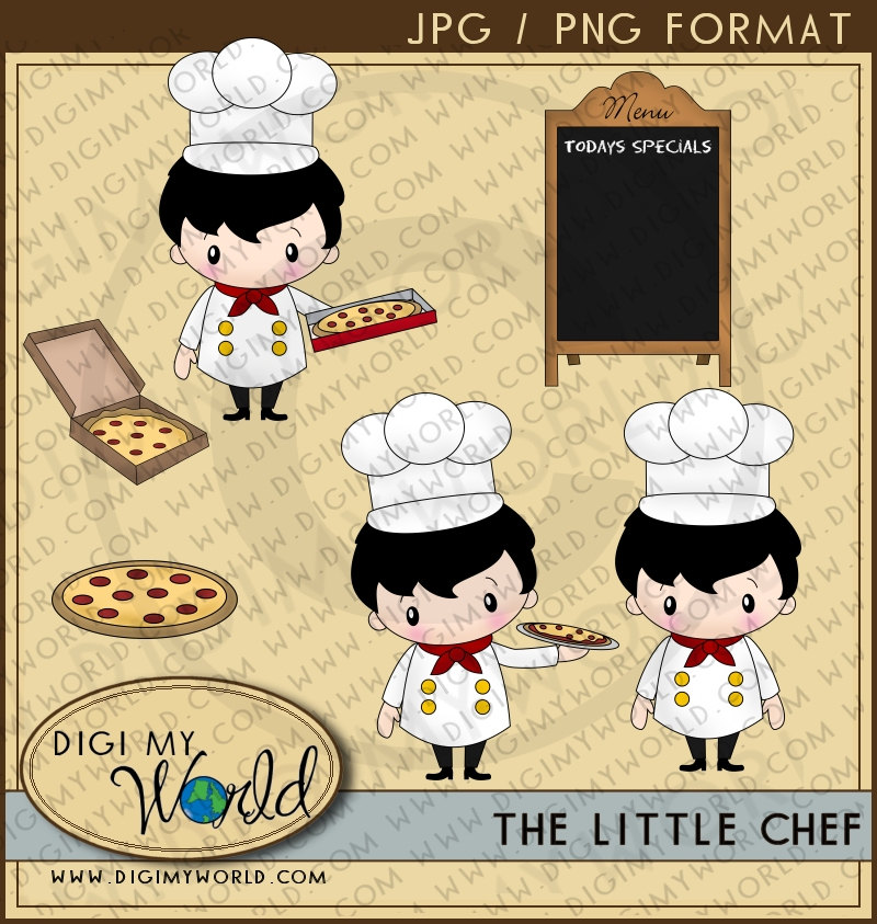 Little Chef Pizza Boy Cook Making Pizza   Brunette Clipart And