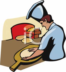 Man Making Pizzas   Royalty Free Clipart Picture