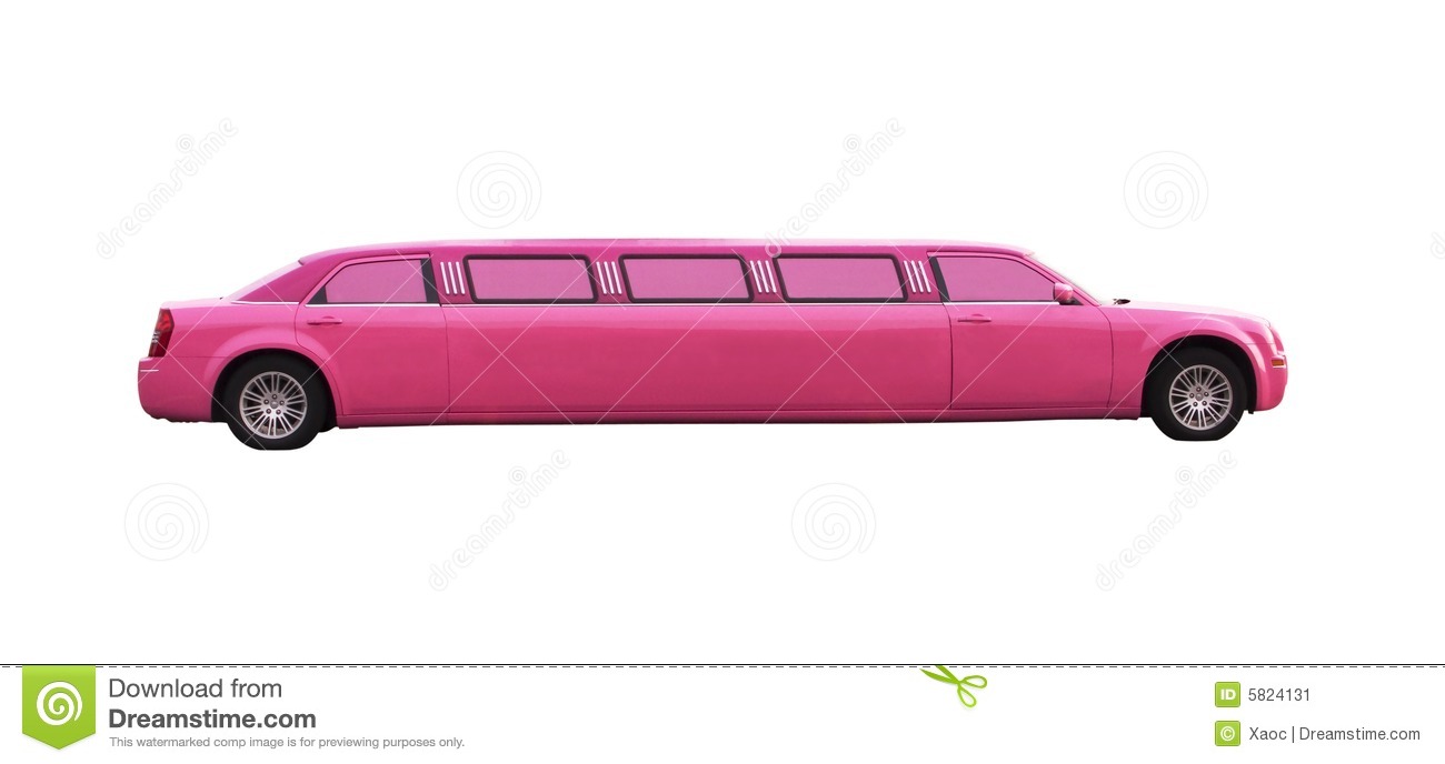 Pink Limousine Isolated On A White Background