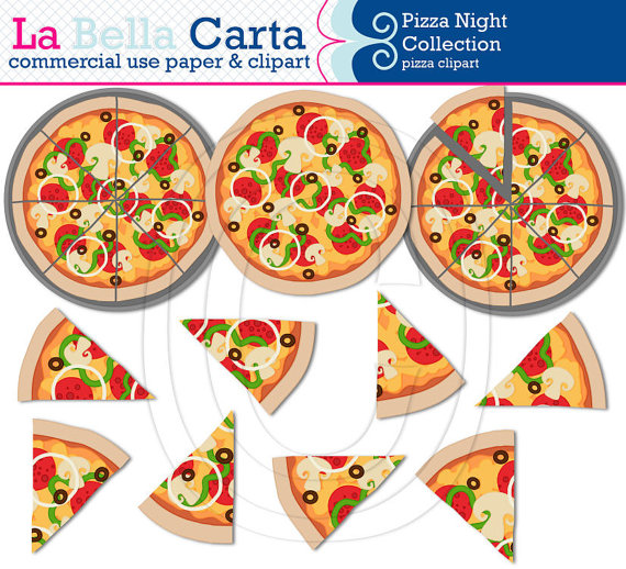 Pizza Night Clipart For Scrapbooking Card Making Invitations   Party