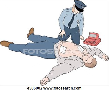 Policewoman Has Placed Paddles Onto A Laying Victim And Is About To    