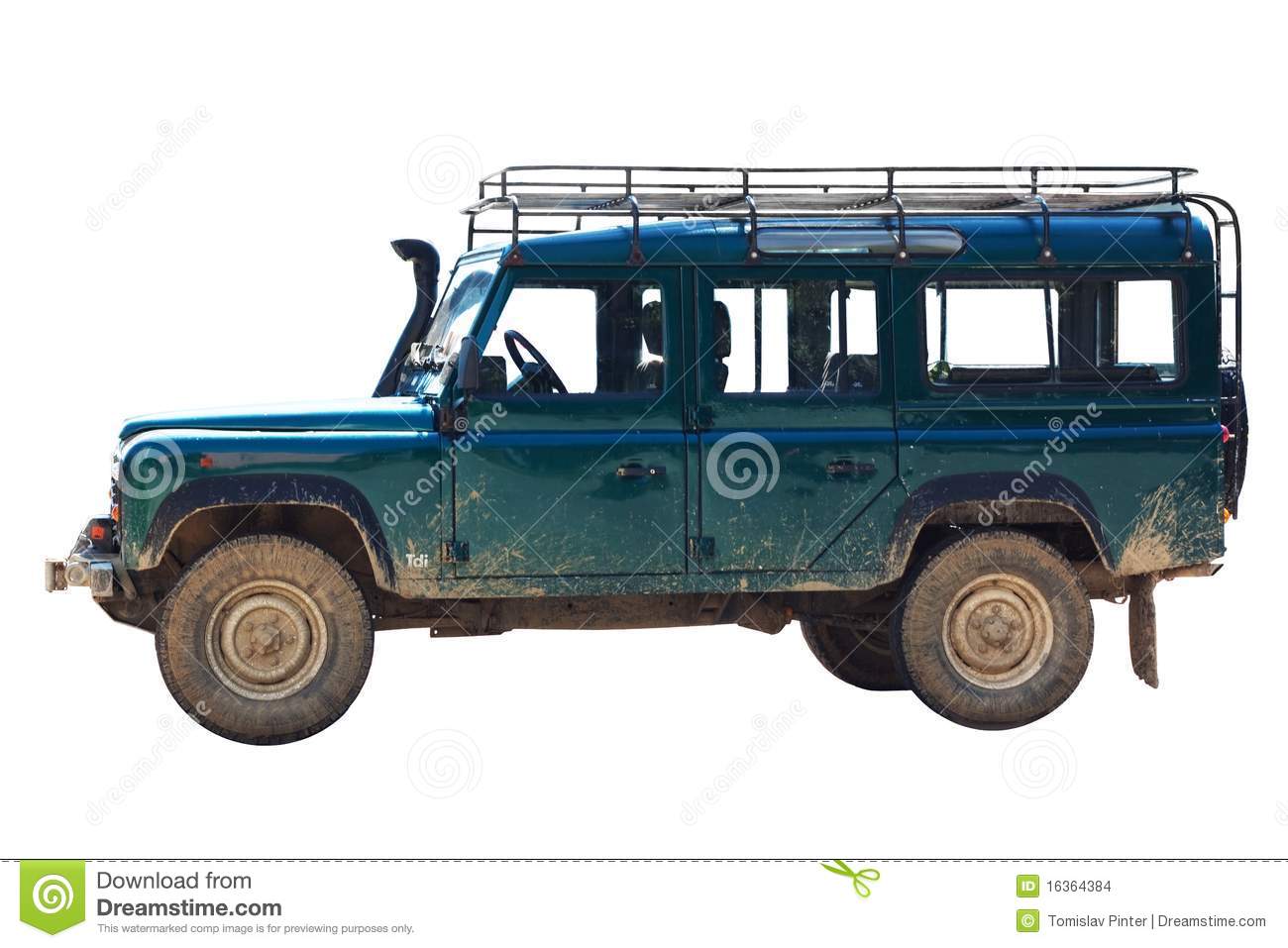 Safari Jeep On White Clipping Background